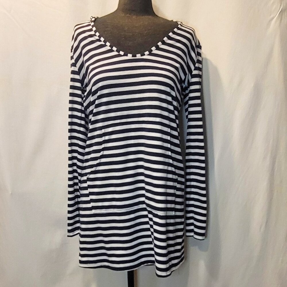 Merona | Womens Striped Long Hoodie Size S - Blue/White